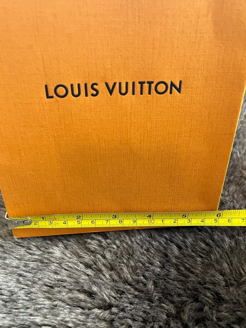 Authentic Louis Vuitton Orange Shopping Bag With Blue Ribbon & Receipt Envelope